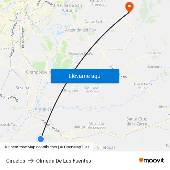 Ciruelos to Olmeda De Las Fuentes map