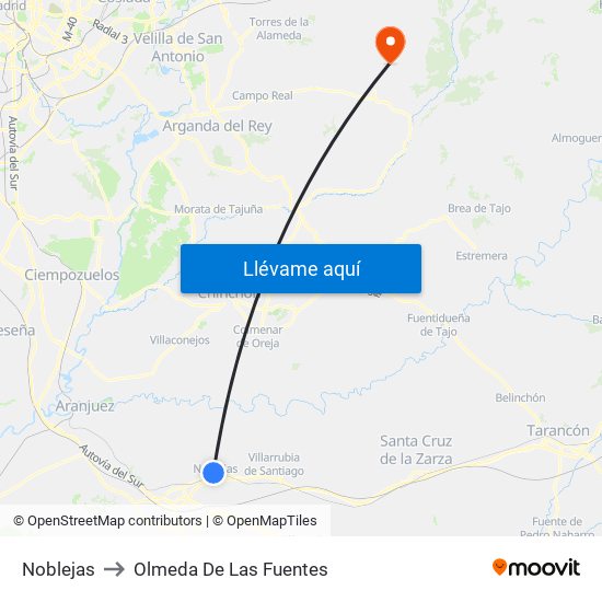 Noblejas to Olmeda De Las Fuentes map