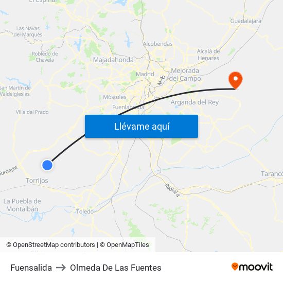 Fuensalida to Olmeda De Las Fuentes map