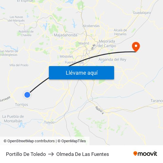 Portillo De Toledo to Olmeda De Las Fuentes map