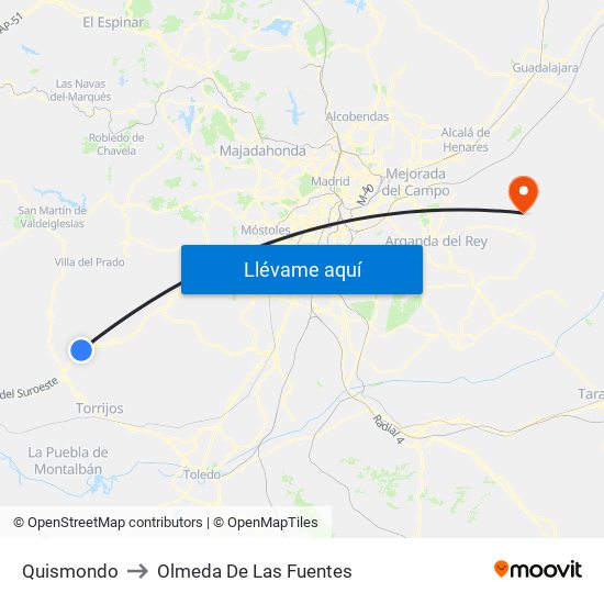 Quismondo to Olmeda De Las Fuentes map