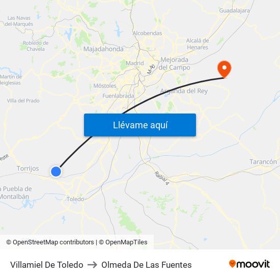 Villamiel De Toledo to Olmeda De Las Fuentes map