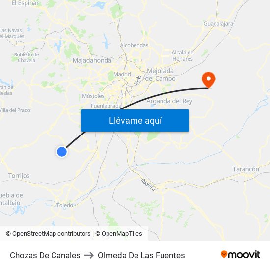 Chozas De Canales to Olmeda De Las Fuentes map