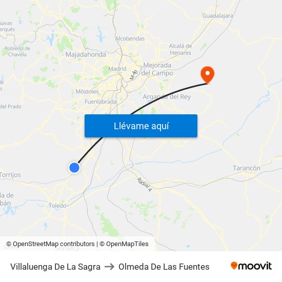 Villaluenga De La Sagra to Olmeda De Las Fuentes map