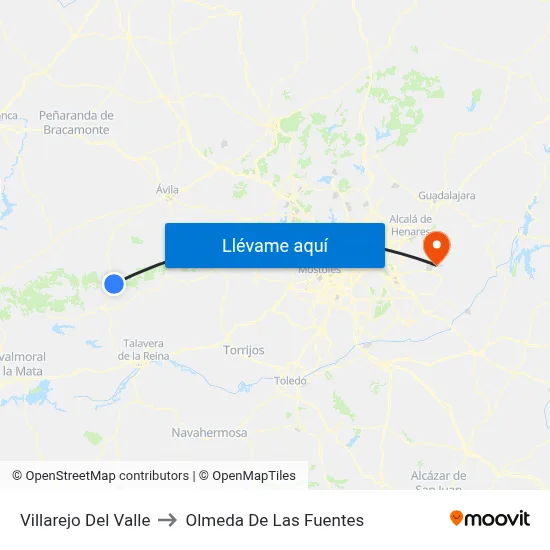 Villarejo Del Valle to Olmeda De Las Fuentes map