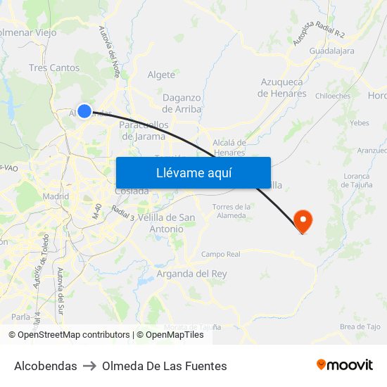 Alcobendas to Olmeda De Las Fuentes map