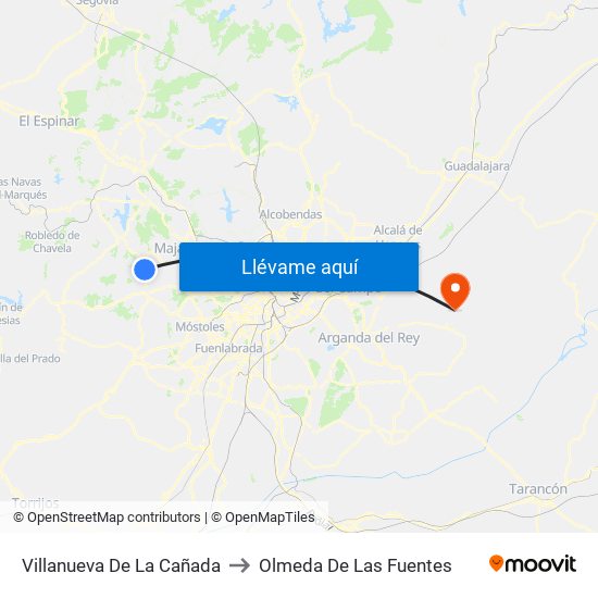 Villanueva De La Cañada to Olmeda De Las Fuentes map