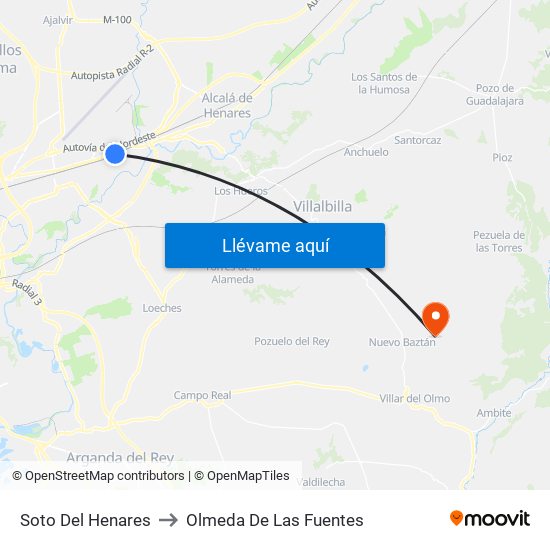 Soto Del Henares to Olmeda De Las Fuentes map