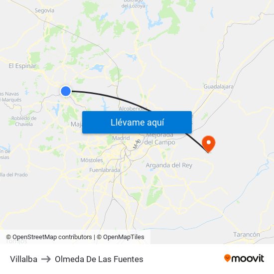 Villalba to Olmeda De Las Fuentes map