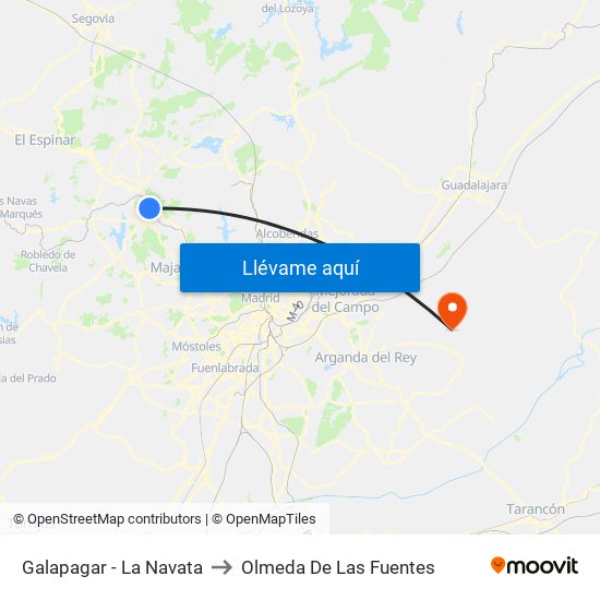 Galapagar - La Navata to Olmeda De Las Fuentes map