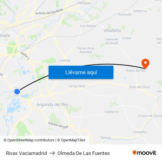 Rivas Vaciamadrid to Olmeda De Las Fuentes map