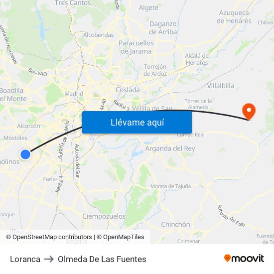 Loranca to Olmeda De Las Fuentes map