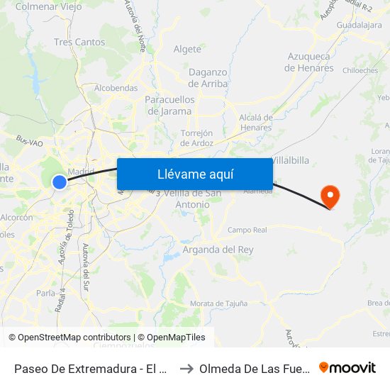 Paseo De Extremadura - El Greco to Olmeda De Las Fuentes map