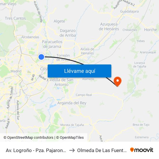 Av. Logroño - Pza. Pajarones to Olmeda De Las Fuentes map