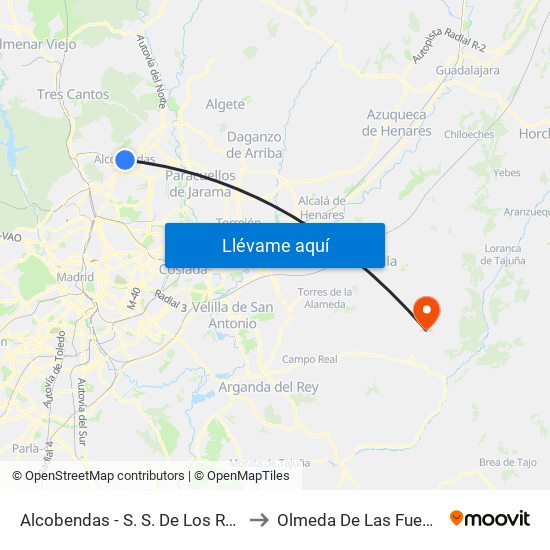 Alcobendas - S. S. De Los Reyes to Olmeda De Las Fuentes map