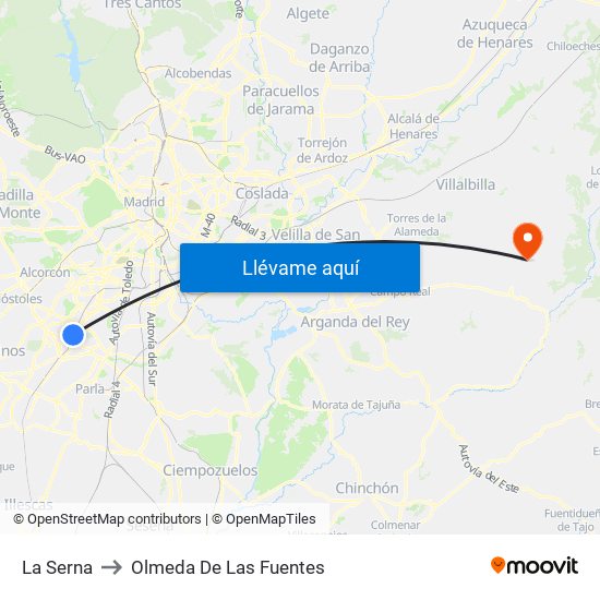 La Serna to Olmeda De Las Fuentes map