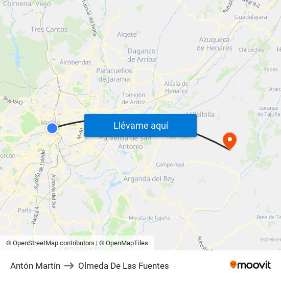Antón Martín to Olmeda De Las Fuentes map