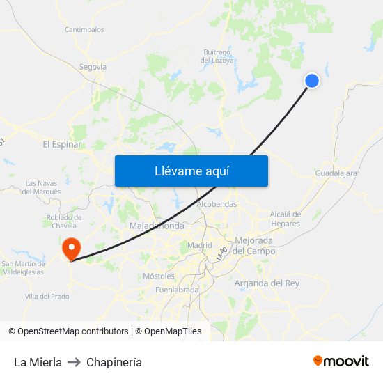 La Mierla to Chapinería map