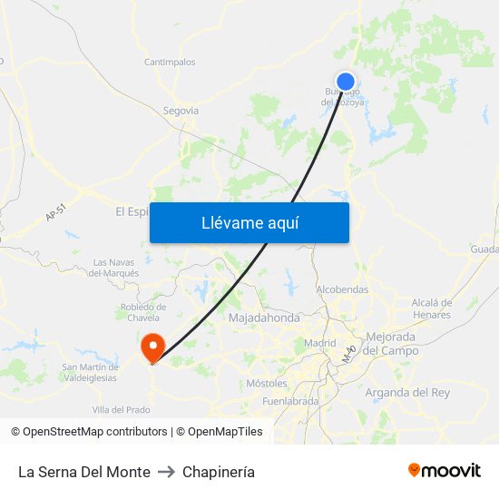 La Serna Del Monte to Chapinería map