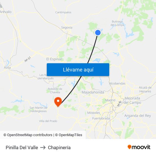Pinilla Del Valle to Chapinería map