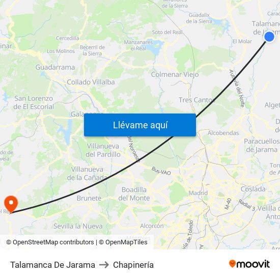 Talamanca De Jarama to Chapinería map