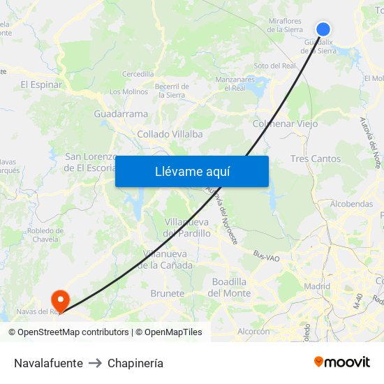 Navalafuente to Chapinería map