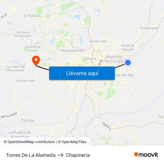 Torres De La Alameda to Chapinería map