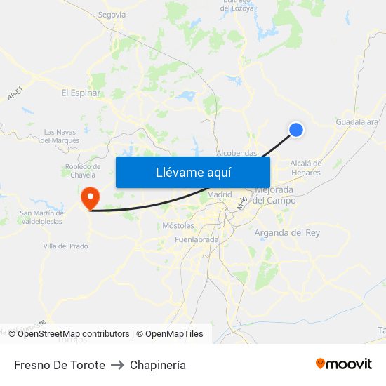 Fresno De Torote to Chapinería map