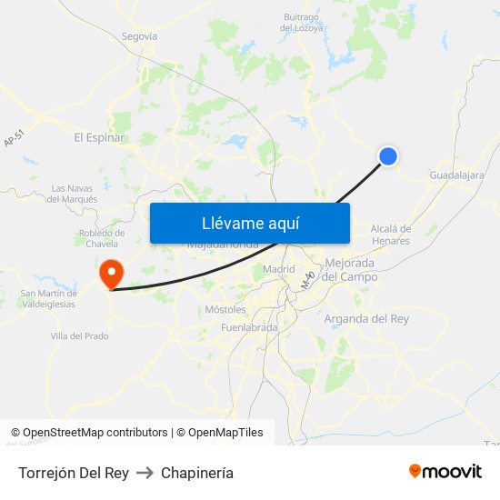 Torrejón Del Rey to Chapinería map