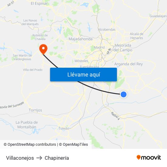 Villaconejos to Chapinería map