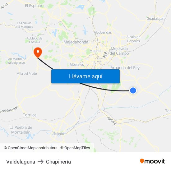 Valdelaguna to Chapinería map