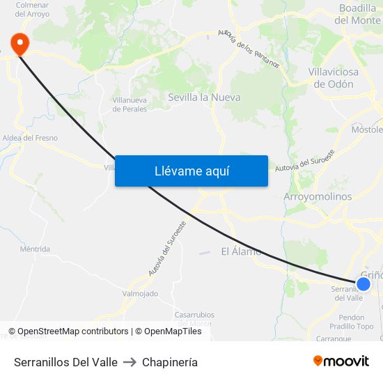 Serranillos Del Valle to Chapinería map