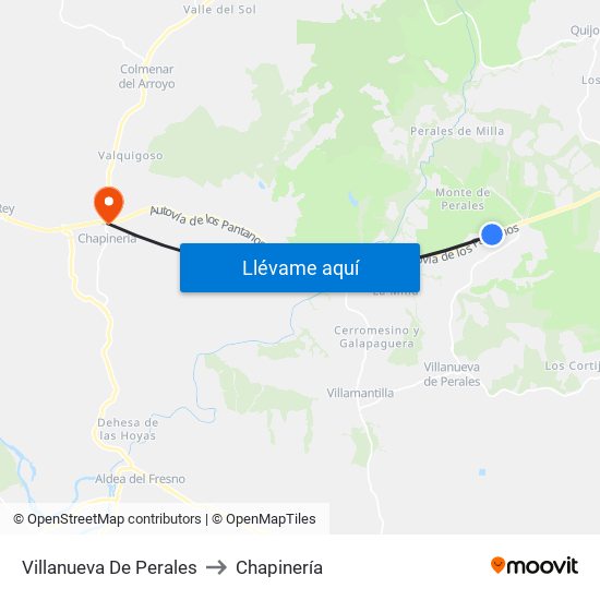 Villanueva De Perales to Chapinería map