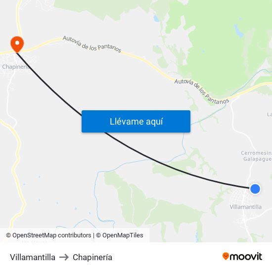 Villamantilla to Chapinería map
