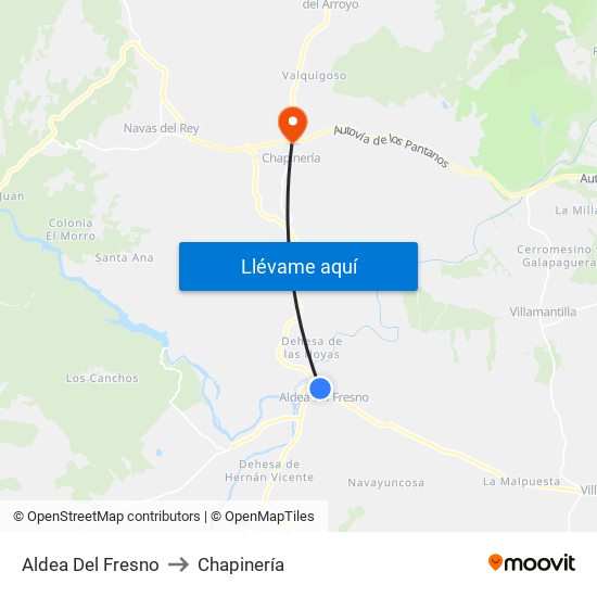 Aldea Del Fresno to Chapinería map