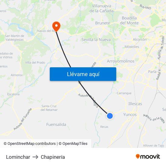 Lominchar to Chapinería map