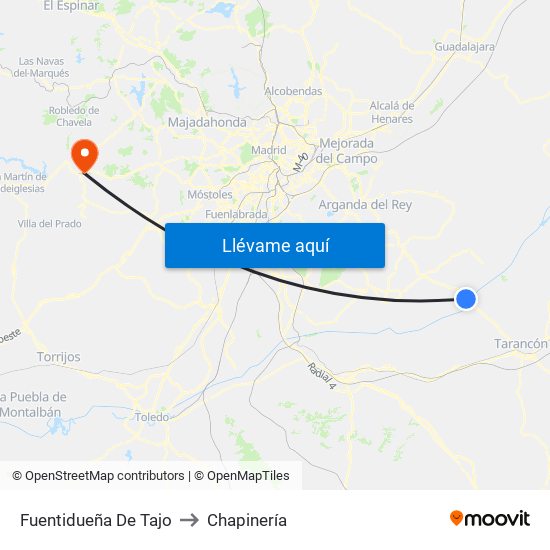 Fuentidueña De Tajo to Chapinería map