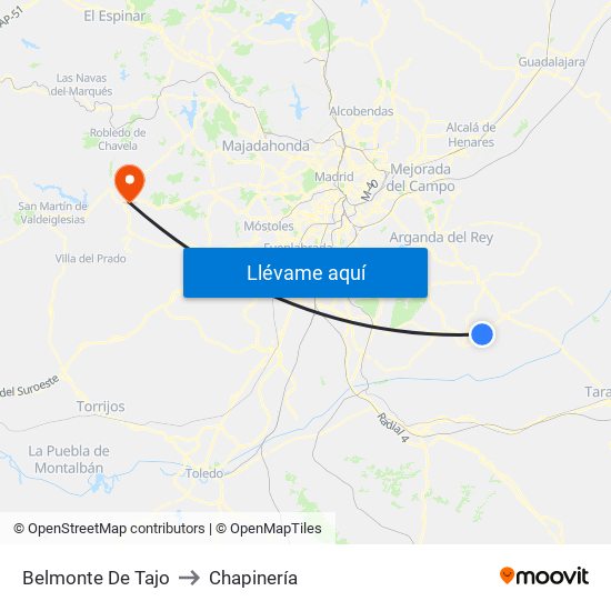 Belmonte De Tajo to Chapinería map