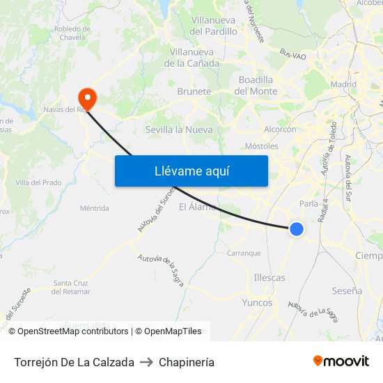 Torrejón De La Calzada to Chapinería map