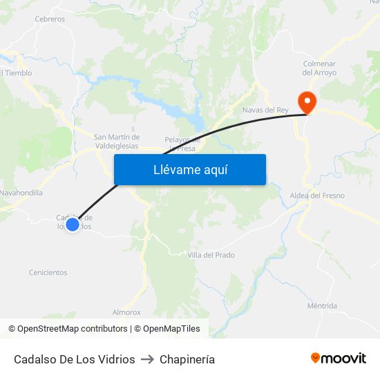 Cadalso De Los Vidrios to Chapinería map