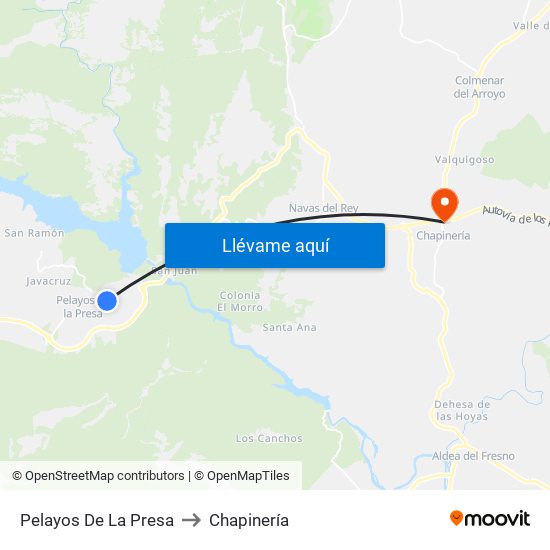 Pelayos De La Presa to Chapinería map