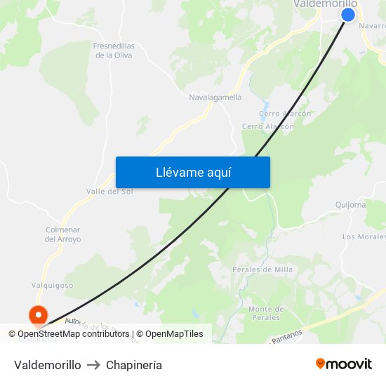 Valdemorillo to Chapinería map