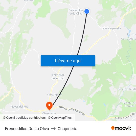 Fresnedillas De La Oliva to Chapinería map