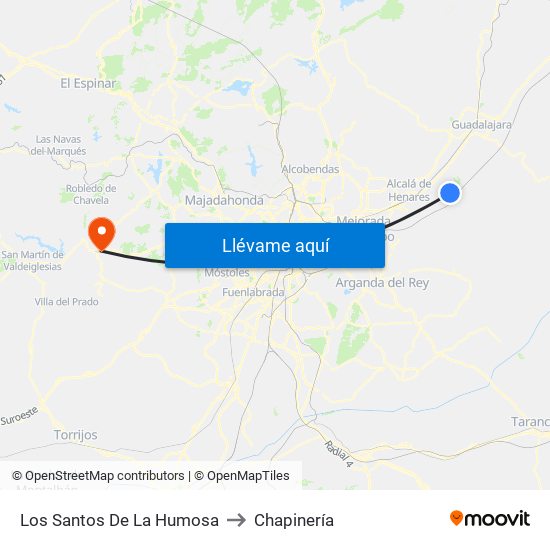 Los Santos De La Humosa to Chapinería map