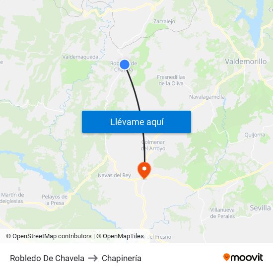 Robledo De Chavela to Chapinería map