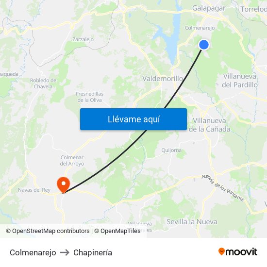 Colmenarejo to Chapinería map