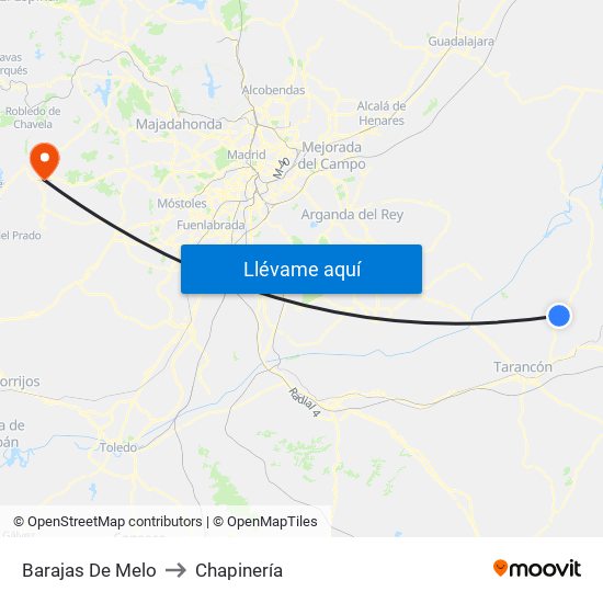 Barajas De Melo to Chapinería map