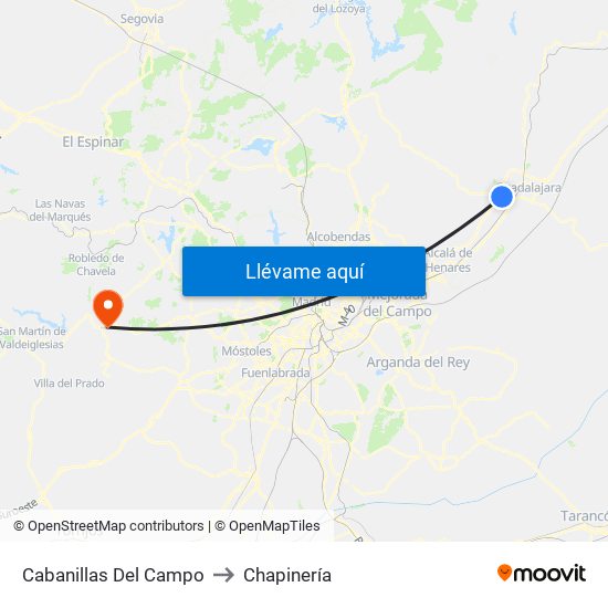 Cabanillas Del Campo to Chapinería map