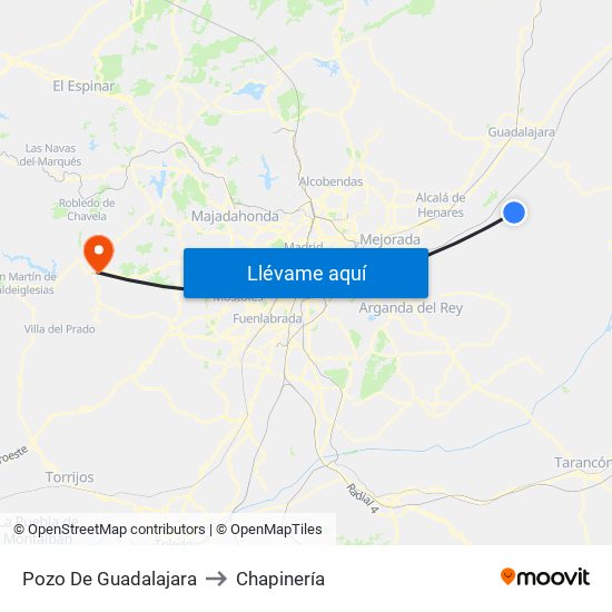 Pozo De Guadalajara to Chapinería map