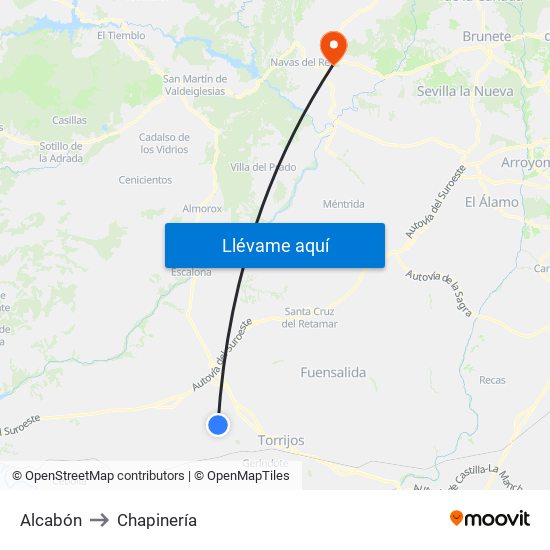 Alcabón to Chapinería map